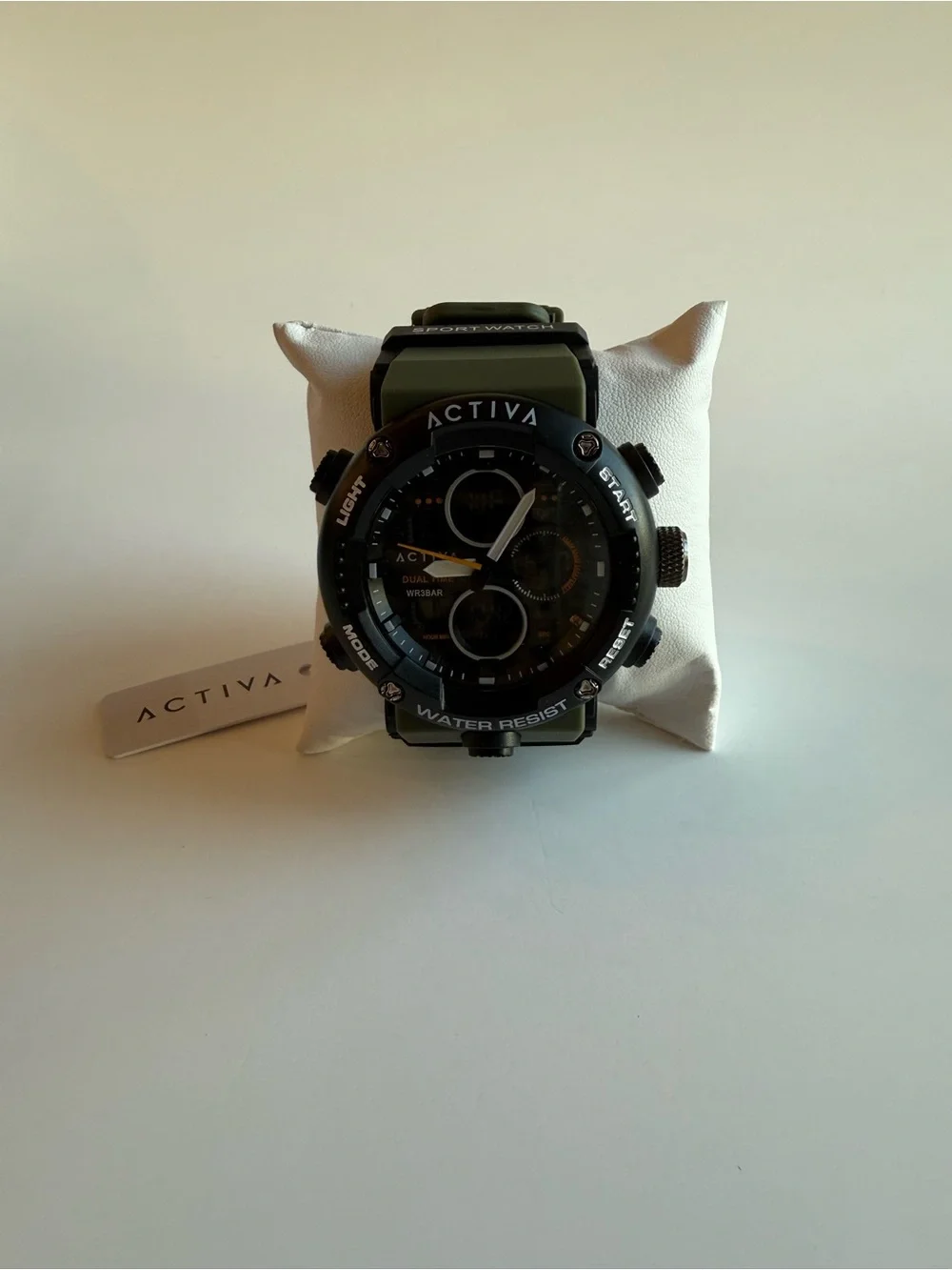 NWT Activa Men’s Dual Time Sport Watch Olive Green Black Analog Digital